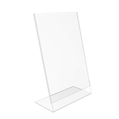 FixtureDisplays® 1PK 5.5 x 8.5" Clear Acrylic Sign Holder with Slant Back Design Portrait, Vertical Picture Frame 19780-5.5X8.5-Clear-NF