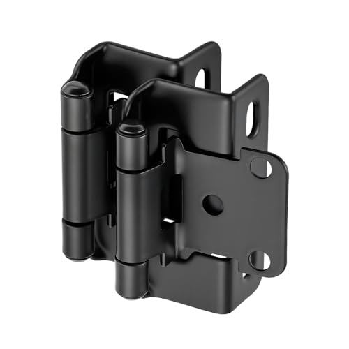 Matte Black Cabinet Hinges, 1/2 Inch Overlay, 4 Pack(2 Pairs) - color: Matte Black