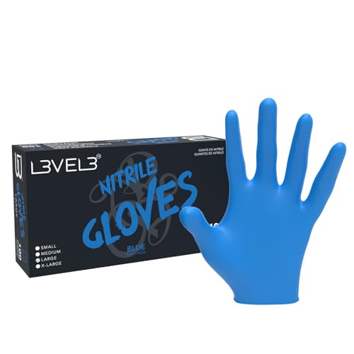 L3 Level 3 Nitrile Gloves - Professional Heavy Duty Disposable Gloves - Latex Free - Fits Snug - Box of 100 - color: Blue, size: Medium (Pack of 100)