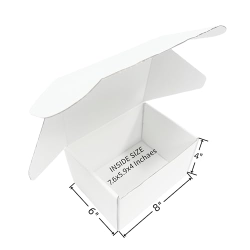 8x6x4 inch Small White Mailers Boxes Set of 10 - size: 8x6x4 inch
