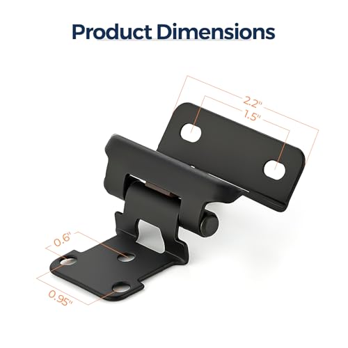 Matte Black Cabinet Hinges, 1/2 Inch Overlay, 4 Pack(2 Pairs) - color: Matte Black