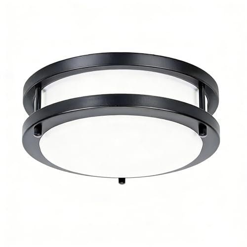 36W LED Flush Mount Ceiling Light Fixture, 400W Equivalent, 5000K Daylight - color: Black, size: 36W