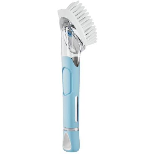RIMAY Soap Dispensing Dish Brush Dish Scrubber with Soap Dispenser Handle - color: Blue