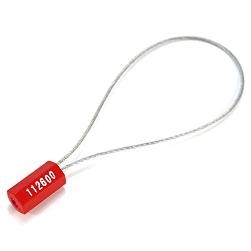 100pcs Security Marking Cable Seals Tamper Proof Steel Wire Seal Numbered Shipping Seals Disposable Pull Tight Self-Locking Cable Seal Truck, Trailers, Cargo, Containers Seal Ties Straps (Red, 100pcs) - color: Red, size: 100pcs