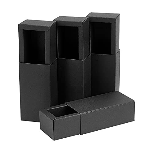 BENECREAT 12PCS Black Kraft Packaging Drawer Box 4x2x1.4 Inch Cardboard Present Box Gift Wrapping Boxes for Lipstick, Small Perfume Essential Oil Bottle - color: Black, size: 1 Count (Pack of 12)