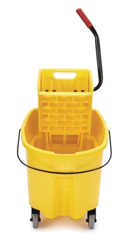 Rubbermaid Commercial Products WaveBrake 35QT Side-Press Mop Bucket, Yellow - size: 35 Qt.