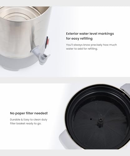 SYBO Commercial Grade Stainless Steel Percolate Coffee Maker Hot Water Urn for Catering, 30-Cup, 4.5L, Grey - style: 4.5L Grey