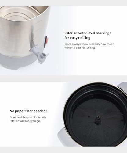 SYBO Commercial Grade Stainless Steel Percolate Coffee Maker Hot Water Urn for Catering, 30-Cup, 4.5L, Grey - style: 4.5L Grey