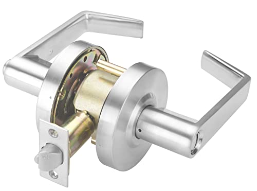 Lo-Lock Commercial Privacy Function Lever, Heavy-Duty Locking Door Handle, ADA-Compliant, Cylindrical Lever Lock, Satin Chrome Finish - style: Privacy/Bathroom