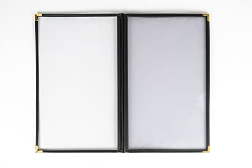Menu Covers, Four Page, 8.5" x 14" Legal Size, Pack of 6, Black