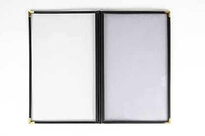 Menu Covers, Four Page, 8.5" x 14" Legal Size, Pack of 6, Black