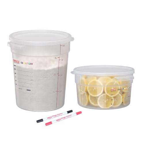 2QT & 4QT Commercial Round Food Storage Containers with Lids - size: 2(QT)+4.0(QT)
