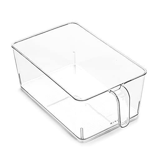 BINO | Clear Storage Organizer | THE HOLDER COLLECTION | Clear Containers for Organizing with Built-in Handles | Pantry Organization and Storage | Fridge Organizer | Smart Storage Bin Cabinet | Large - size: Large