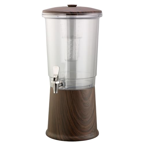 Service Ideas Double Wall Beverage Dispenser, 3 Gallon, Stainless Steel - color: Dark Wood