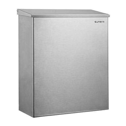 SUNERA Sanitary Napkin Receptacle Bin Wall Mount, 304 Stainless Steel Feminine Hygiene Disposal Container with Brushed Finish for Commercial Restroom