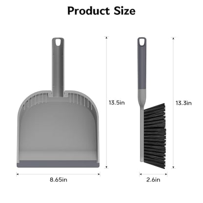 SetSail Small Dustpan and Brush Set with Comb Teeth Clean Pet Hair, Gray - color: Gray