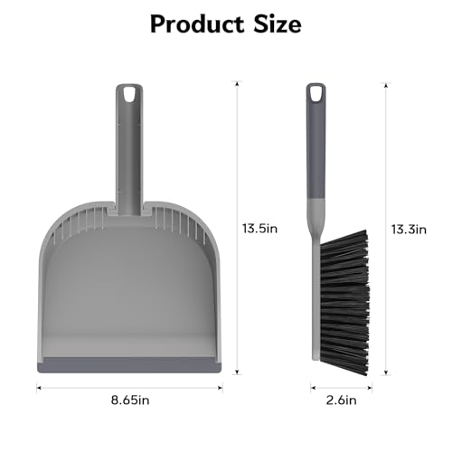 SetSail Small Dustpan and Brush Set with Comb Teeth Clean Pet Hair, Gray - color: Gray