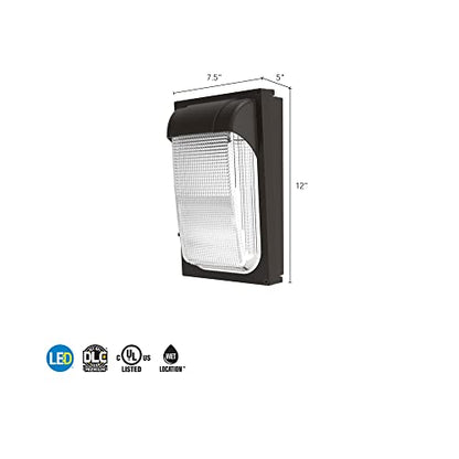 Lithonia Lighting 7.5" Mini LED Wall Pack Outdoor Light Fixture, Building Wall Light, Adjustable Lumens, 5000K Daylight, MVOLT 120-277V, IP65, Glass Lens, Bronze (TWX1 LED ALO 50K MVOLT DDBTXD) - color: Adjustable Lumens | 5000K Daylight, size: 12" H x 7.
