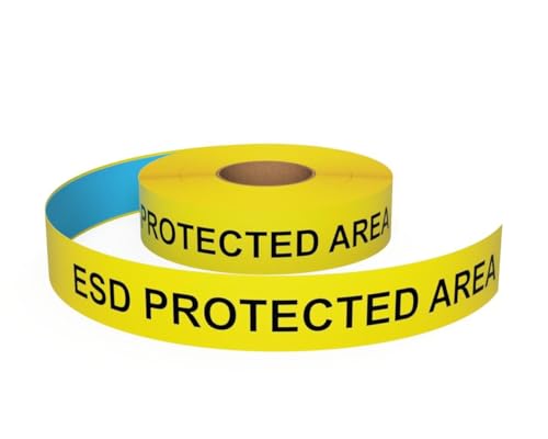 Inline Industrial, 5S Floor Marking Tape, Electrostatic Discharge Safety (ESD) (ESD Protected Area Text, Yellow, 2") - color: Yellow, size: 2", style: "ESD PROTECTED AREA" Text
