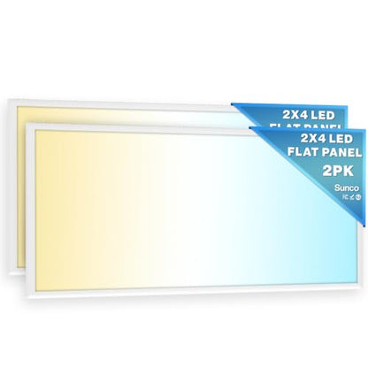Sunco 2 Pack 2x4 LED Flat Panel Lights 3CCT Selectable, 30-50W, Dimmable