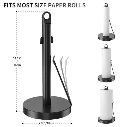 Jesginboo Countertop Paper Towel Holder with Tension Arm, Black - color: Black