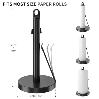 Jesginboo Countertop Paper Towel Holder with Tension Arm, Black - color: Black
