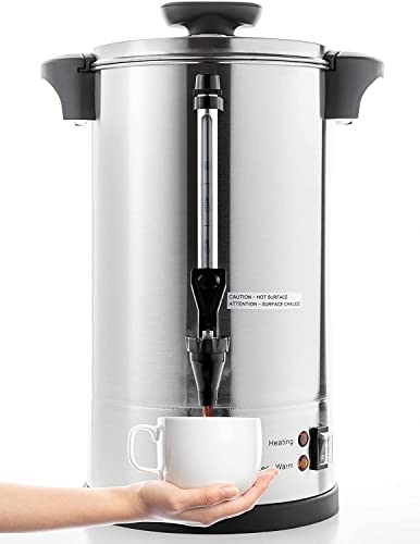 SYBO SR-CP-100B Commercial Grade Stainless Steel Percolate Coffee Maker Hot Water Urn for Catering, 100-Cup 16 L, Metallic - style: 16L Metallic