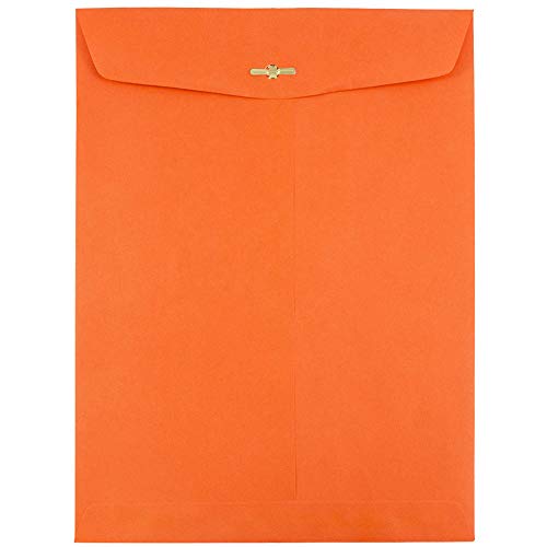 JAM PAPER 9 x 12 Colored Envelopes with Clasp Closure - Orange Recycled - 10/Pack - color: Orange, size: Pack of 10
