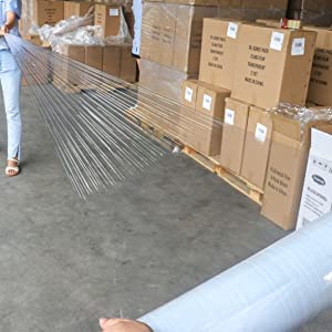 BOMEI PACK 4 Pack Industrial Clear Stretch Wrap Film with Plastic Handle 18" 1200ft 72Gauge for Pallet Wrap, Durable Self-Adhering Packing, Moving, Packaging, Heavy Duty Shrink Film - color: Clear