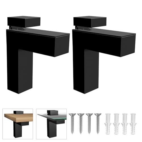 2 Pcs Adjustable Glass Shelf Brackets, Heavy Duty Zinc Alloy Wall Mount Clamps for 3-28mm Thick Wood/Glass Shelves, Black Finish for Bathroom Shower & Cabinets - color: Black, size: 2 Pieces
