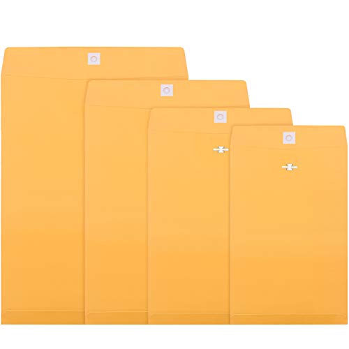 Frienda 50 Pcs 4 Sizes Clasp Envelopes Kraft Clasp Envelope, Yellow - color: Yellow, size: 6 x 9 In, 9 x 12 In, 10 x 13 In, 12 x 15.5 In