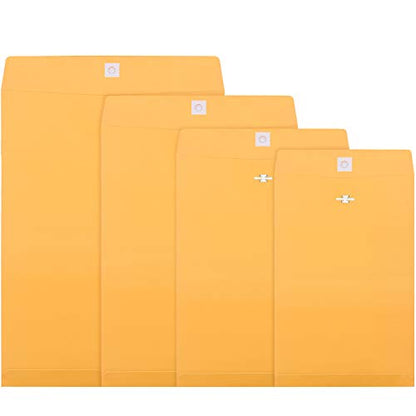 Frienda 50 Pcs 4 Sizes Clasp Envelopes Kraft Clasp Envelope, Yellow - color: Yellow, size: 6 x 9 In, 9 x 12 In, 10 x 13 In, 12 x 15.5 In
