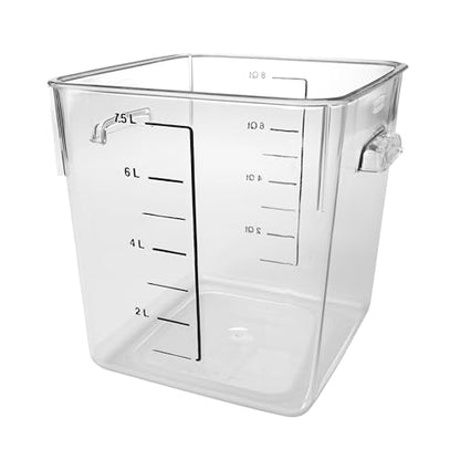 Rubbermaid Commercial Products Space Saving Square Food Storage Container 8 Quart Clear for Kitchen/Sous Vide/Meal Prep - size: 8 Qt., style: Container