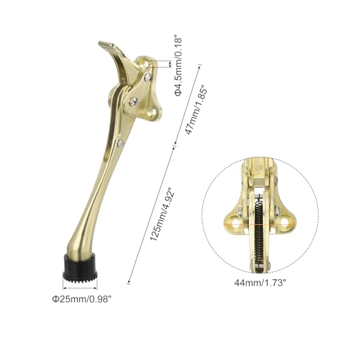 uxcell Kickdown Door Stop, One Touch Kickdown Door Stopper Holder with Non-Slip Rubber Tip and Screws, 6-Inch Metal Door Kickstand for Bottom of Door, Gold - color: Gold, size: 6 Inch