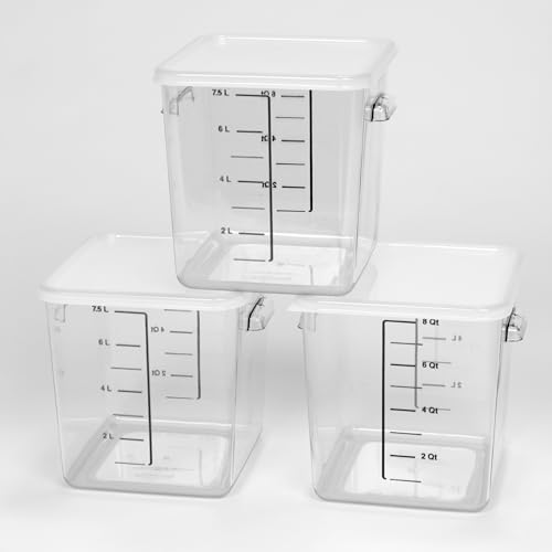Rubbermaid Commercial Products Space Saving Square Food Storage Container 8 Quart Clear for Kitchen/Sous Vide/Meal Prep - size: 8 Qt., style: Container