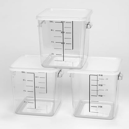 Rubbermaid Commercial Products Space Saving Square Food Storage Container 8 Quart Clear for Kitchen/Sous Vide/Meal Prep - size: 8 Qt., style: Container