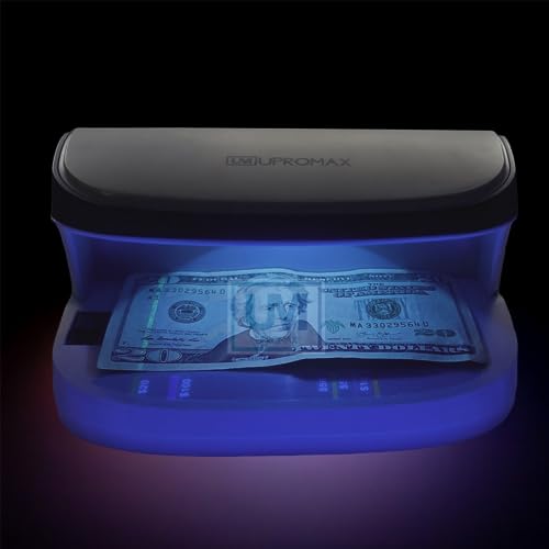 UV Counterfeit Bill Money Detector MIUX09, Portable, Rechargeable, Lightweight, Bills Credit Cards Banknote Passports IDs All Currencies, Auto ON/Off, LED Light Currency Check Billetes Falsos