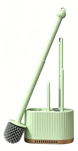 Basaza Toilet Brush and Holder Set Hidden Toilet Bowl Cleaning Brush and Holder for Bathroom Toilet Bowl Cleaner Brushes & Holders 4 in 1 Light Green Bathroom Accessories - color: #A5 Light Green Toilet Brush and Holder Set