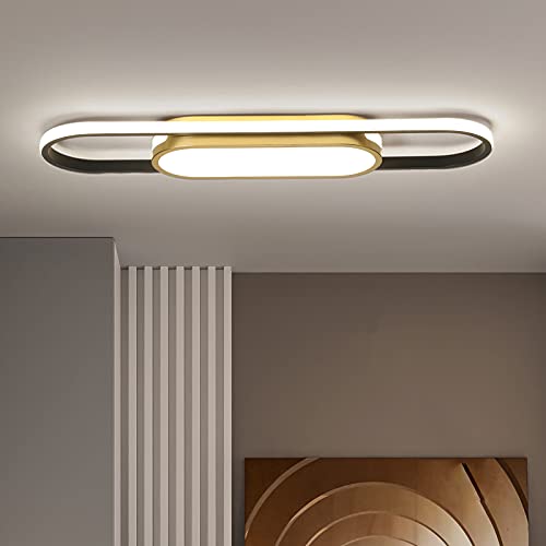 Tioolo Modern LED Flush Mount Ceiling Light, Dimmable with Remote, 27.5in - color: Black+Gold/40W