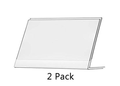 Marketing Holders 2 Pack Landscape Sign Frame 17" x 11" Clear Acrylic Advertisement Table Tents Slanted Desk Counter Literature Graphic Poster Frame Office Hours Display Top Side Load - size: 17"w x 11"h