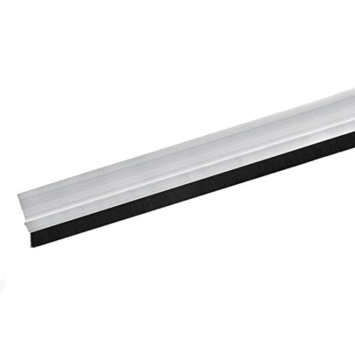 uxcell Door Bottom Sweep H-Shape Aluminum Alloy Base with 0.6-inch Black Nylon Brush 39-inch x 1.69-inch - color: Silver, size: 39.37" x 0.6"