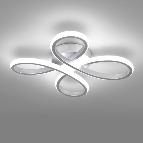 ADISUN Modern LED Ceiling Light, 6000K Silver Semi Flush Mount Ceiling Lights for Hallway, Modern Lamps for Living Room Bedroom Corridor Aisle Hallway Indoor Ceiling Lamp (L14.56*W14.56*H1.18) - color: Silver, size: 1 Pack