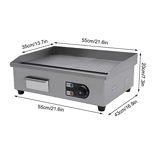 1600W Commercial Countertop Grill Electric Flat Top Teppanyaki Griddle - color: 1600W, 21.7"x13.8"