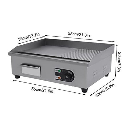1600W Commercial Countertop Grill Electric Flat Top Teppanyaki Griddle - color: 1600W, 21.7"x13.8"