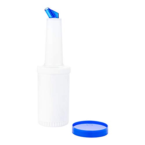 Restaurantware Plastic Storage Container Bottle, Quick Pour, 1 qt - color: Blue, size: 32 Ounces