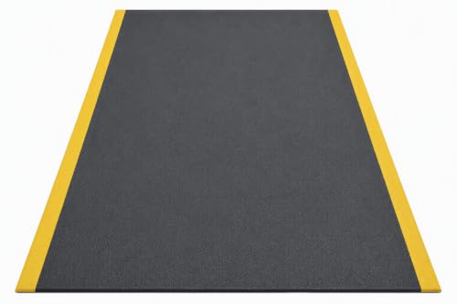 Guardian 24046001BY Soft Step Anti-Fatigue Floor Mat, Vinyl, 4'x 60', Black with Yellow Stripe - color: Black and Yellow, size: 720"L x 48"W x 0.4"Th