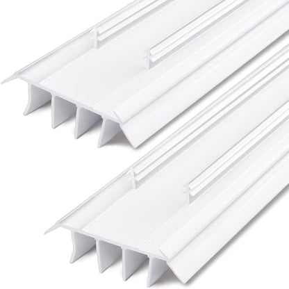 Pushglossy 2 Pcs Kerf Style Door Bottom Seal with Vinyl Fins, White - color: White, size: Kerf Style