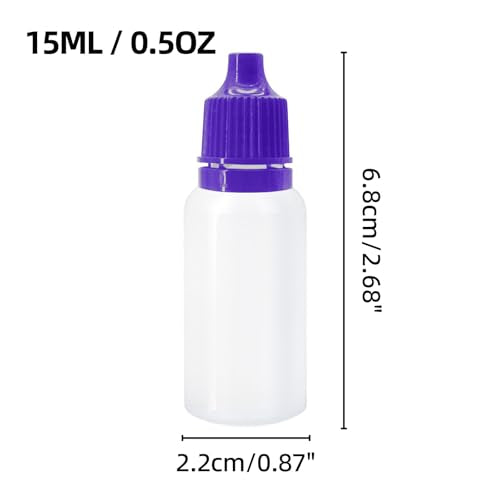 10Pcs 15ml Plastic Dropper Bottles, 0.5oz Small Squeeze Leakproof Dropper Bottle with Childproof Cap and Plug, Reusable Portable Eye Liquid Container for Travel Purple - color: Purple Cap