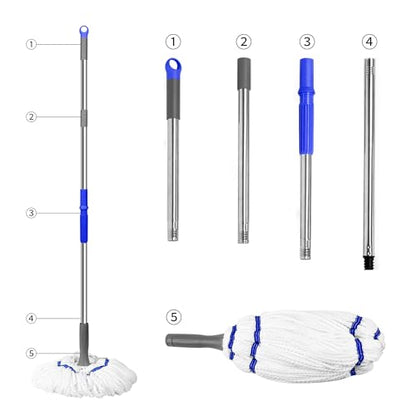 Self Wringing Mop Easy Squeeze Cleaning Twist Mop,White - color: White