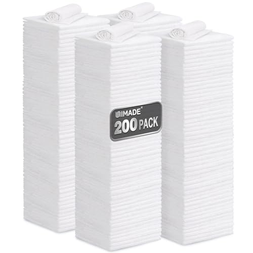 UNIMADE Shop Towel Rag, 200 Pack Reusable Microfiber Cleaning Cloth - color: White, size: 200pk